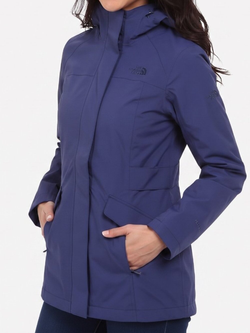 The North Face Women's Navy DryVent Transit Hooded Rain Coat Jacket Coat Size M